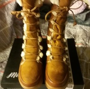 Cognac suede boots new.